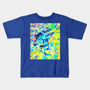 Rainbow acrylic pouring art Kids T-Shirt